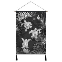 Hawaiian - Silver Tropical Turtle Hanging Poster AH Hanging Poster Cotton And Linen - Polynesian Pride
