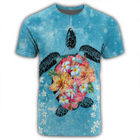 Hawaiian Hawaii Turtle Hibiscus Plumeria T Shirt - Polynesian Pride