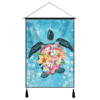 Hawaiian - Hawaii Turtle Hibiscus Plumeria Hanging Poster - AH Hanging Poster Cotton And Linen - Polynesian Pride