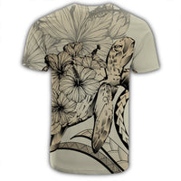 Hawaiian Hawaii Turtle Hibiscus Polynesian Vintage T Shirt Beige - Polynesian Pride
