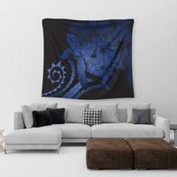 Hawaiian - Hawaii Turtle Hibiscus Polynesian Vintage Tapestry - Blue - AH - Polynesian Pride