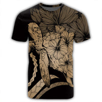Hawaiian Hawaii Turtle Hibiscus Polynesian Vintage T Shirt Gold - Polynesian Pride