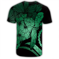 Hawaiian Hawaii Turtle Hibiscus Polynesian Vintage T Shirt Green - Polynesian Pride