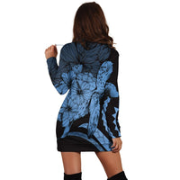Hawaiian - Hawaii Turtle Hibiscus Polynesian Vintage Hoodie Dress - Pastel Blue - AH - Polynesian Pride