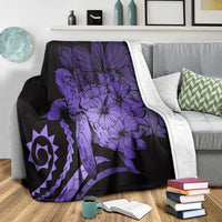 Hawaii Blanket - Hawaii Turtle Hibiscus Polynesian Vintage Premium Blankets - Purple - AH - Polynesian Pride