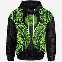 American Samoa Zip up Hoodie Polynesian Lion Head Green Style - Polynesian Pride