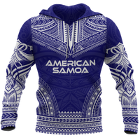 American Samoa Polynesian Chief Hoodie Flag Version Unisex Blue - Polynesian Pride