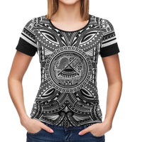 American Samoa T Shirt American Samoan Coat of Arms Polynesian White Black - Polynesian Pride