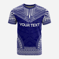 American Samoa Custom T Shirt American Samoa Seal Polynesian Chief Tattoo Blue Version - Polynesian Pride