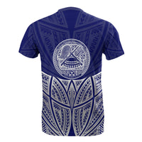 American Samoa Polynesian T Shirt Blue Pride Map and Seal - Polynesian Pride