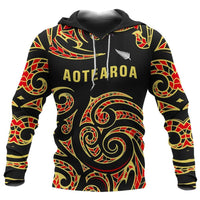 Aotearoa Hoodie Maori Unisex Black - Polynesian Pride