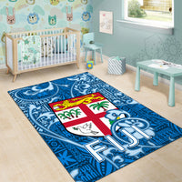 Fiji Area Rug Tapa Patterns Blue Style LT6 - Polynesian Pride