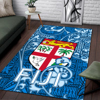 Fiji Area Rug Tapa Patterns Blue Style LT6 - Polynesian Pride