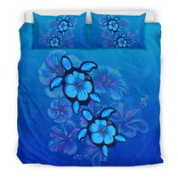 Hawaiian Blue Turtle and Hibiscus Polynesian Bedding Set - Polynesian Pride