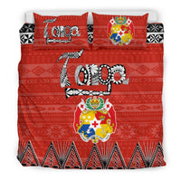 Tonga Duvet Cover Set - Tonga Coat Of Arms Red - Polynesian Pride