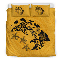 Hawaiian Map Shark Turtle Hibiscus Polynesian Bedding Set - Polynesian Pride