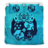 Tonga Duvet Cover Set - Tonga Coat Of Arms Turquoise A0 Art - Polynesian Pride