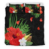 Hawaiian Hibiscus Plumeria Palm Monstera Polynesian Bedding Set - Polynesian Pride