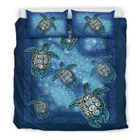 Turtle Duvet Cover Set - Light Sea Black - Polynesian Pride