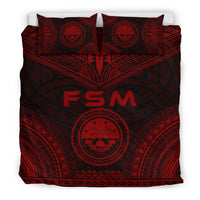 Federated States Of Micronesia Polynesian Chief Duvet Cover Set - Red Version - Polynesian Pride