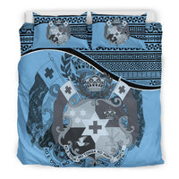 Tonga Duvet Cover Set - Tonga Coat Of Arms Blue Blue - Polynesian Pride