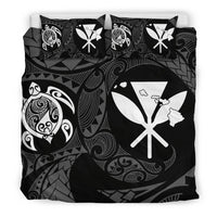 Hawaiian Map Kanaka Maoli Turtle Polynesian Bedding Set White - Polynesian Pride