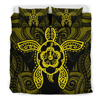 Hawaiian Turtle Hibiscus Polynesian Bedding Set Yellow - Polynesian Pride
