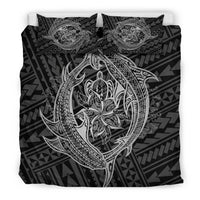 Hawaiian Hammerhead Shark Yin Yang Polynesian Bedding Set - Gray - Polynesian Pride