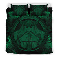 Hawaiian Map Madame Pele Polynesian Bedding Set Green - Polynesian Pride