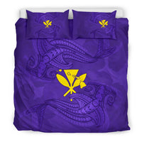 Hawaiian Map Kanaka Hammerhead Shark Polynesian Bedding Set Purple - Polynesian Pride