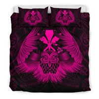 Hawaiian Map Owl Kanaka Bedding Set - Pueo Aumakua - Pink - Polynesian Pride