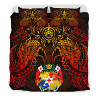 Tonga Polynesian Duvet Cover Set - Red Manta Ray - Polynesian Pride