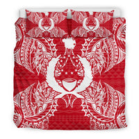 Polynesian Bedding Set - Pohnpei Duvet Cover Set Map Red White - Polynesian Pride