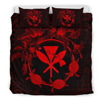Hawaii Kanaka Turtle Hibiscus Polynesian Bedding Set - Anthea Style Red - Polynesian Pride