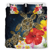 Hawaii Bedding Set - Hawaii Honu Hibiscus Galaxy Bedding Set - Polynesian Pride