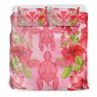 Hawaii Bedding Set - Hawaii Turtle Hibiscus Bedding Set - Pink Style - Polynesian Pride