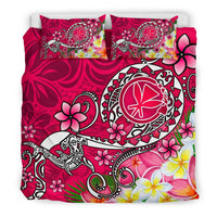 Hawaii Bedding Set - Turtle Plumeria Polynesian Tattoo Pink Color - Polynesian Pride