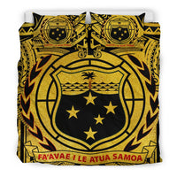 Samoa Bedding Set - Samoa Coat Of Arm, Polynesian Tattoo Gold - Polynesian Pride