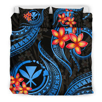 Polynesian Bedding Set - Hawaii Duvet Cover Set - Blue Plumeria - Polynesian Pride