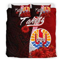 Tahiti Polynesian Bedding Set - Coat Of Arm With Hibiscus - Polynesian Pride
