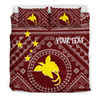 Papua New Guinea Personalised Bedding Set - Flag With Polynesian Patterns (Red) - Polynesian Pride