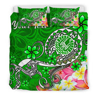 Tahiti Custom Personalised Bedding Set - Turtle Plumeria (Green) - Polynesian Pride