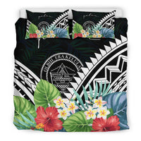 Palau Bedding Set - Palau Coat of Arms & Polynesian Tropical Flowers White - Polynesian Pride