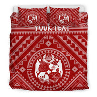Tonga Personalised Bedding Set - Tonga Seal With Polynesian Tattoo Style (Red) - Polynesian Pride