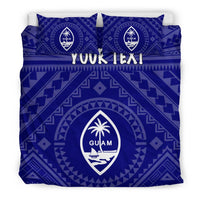 Guam Personalised Bedding Set - Guam Seal With Polynesian Tattoo Style (Blue) - Polynesian Pride
