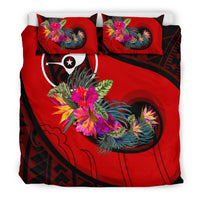 Yap Bedding Set - Polynesian Hook And Hibiscus (Red) - Polynesian Pride