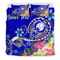 Pohnpei Custom Personalised Bedding Set - Turtle Plumeria (Blue) - Polynesian Pride