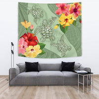 Hawaii Turtle Hibiscus Tapestry - Tink Style Wall Tapestry 150cm*150cm Pastel - Polynesian Pride