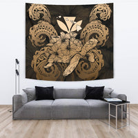 Hawaii Turtle Wave Polynesian Tapestry - Hey Style Gold Wall Tapestry Gold - Polynesian Pride