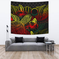 Cook Islands Tapestry - Turtle Hibiscus Pattern Reggae Wall Tapestry Large 104" x 88" Reggae - Polynesian Pride